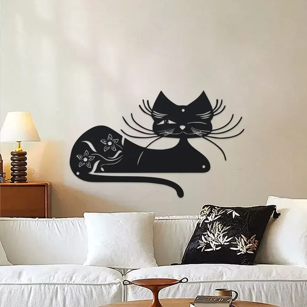 Outdoor Powerwall - 1 Stück Elegante schwarze Katze aus