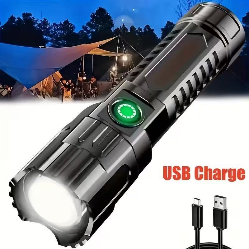 Outdoor Power Supply - Neue Hochleistungs-LED-Taschenlampe, USB-wiederaufladbar, zoombares Licht mit
