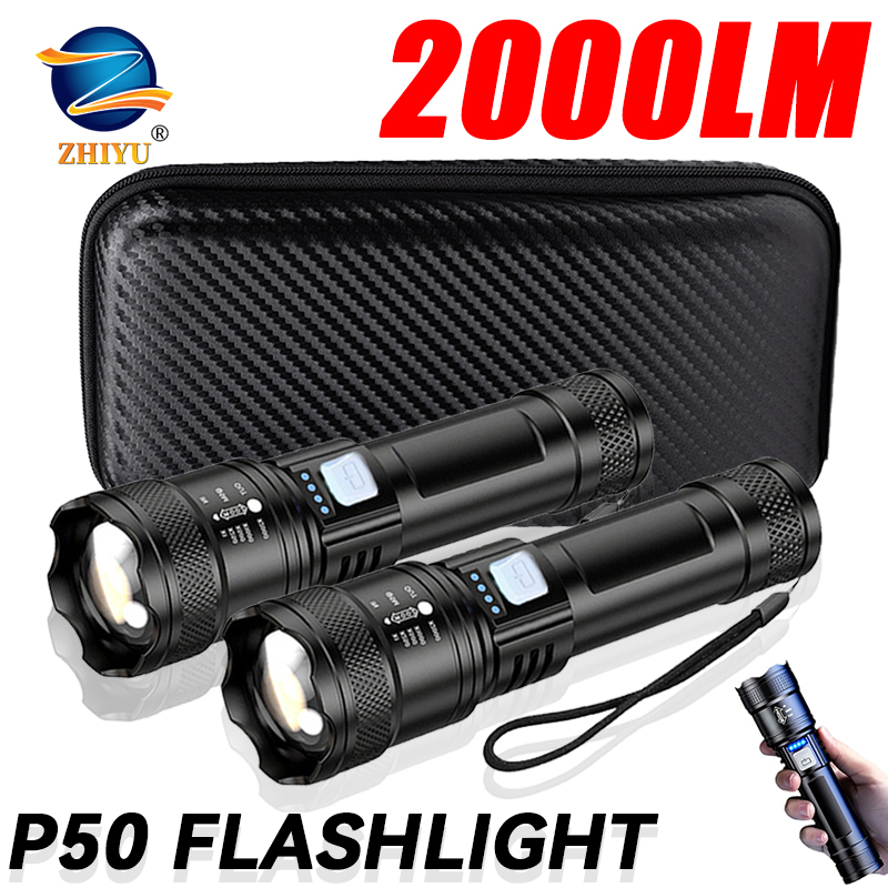 Outdoor Power Supply - Taktische LED-Taschenlampe, 2000 lm, USB wiederaufladbar,