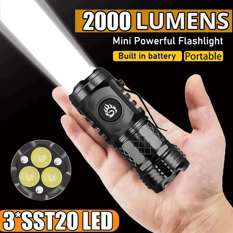Outdoor Power Supply - Hochleistungs-Taktische Taschenlampe 3LED Mini-Schlüsselanhänger-Fackel USB-Aufladbar Wasserdichte