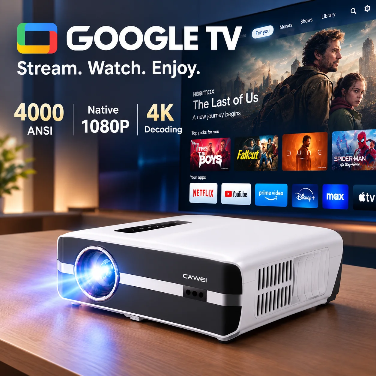 Outdoor Power Products - Neuer A9S 4K 4000ANSI Projektor Google
